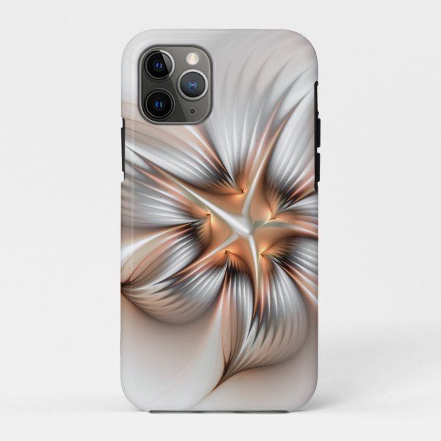 Capa Para iPhone 11 Pro Elegância Floral Moderna Abstrato de Arte Fractal (Verso)