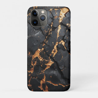 Capa Para iPhone 11 Pro Elegant Black Marble with Gold Veins Modern Art