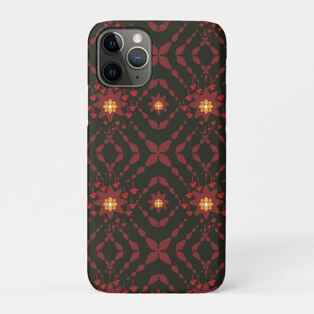 Capa Para iPhone 11 Pro Elegant Dark Red Geometric Pattern iPhone 11 Pro C (Verso)