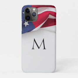 Capa Para iPhone 11 Pro Elegant Initial American Flag Monogram