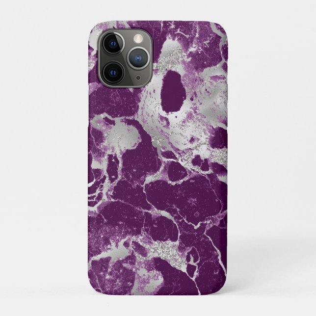 Capa Para iPhone 11 Pro Elegante Chic Roxo Violeta Padrão Abstrato (Verso)
