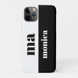 Capa Para iPhone 11 Pro Elegante monograma inicial em roteiro preto e bran