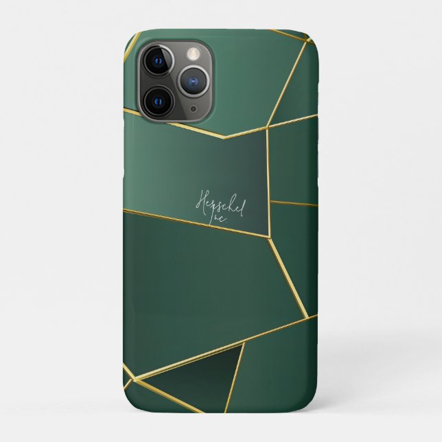 Capa Para iPhone 11 Pro Elegante Verde Sage Assimétrico Geométrico (Verso)