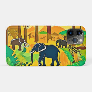 Capa Para iPhone 11 Pro Elephant Savanna Jungle Art