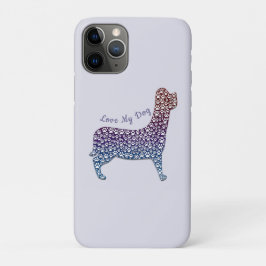 Capa Para iPhone 11 Pro Embossed Indigo Gradient Paw Print Dog Outline