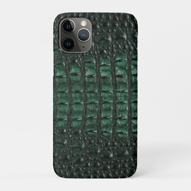Capa Para iPhone 11 Pro Emerald Crocodile Leather Luxury Exotic  Skin (Verso)