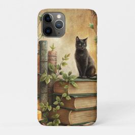Capa Para iPhone 11 Pro Enchanted Black Cat Library
