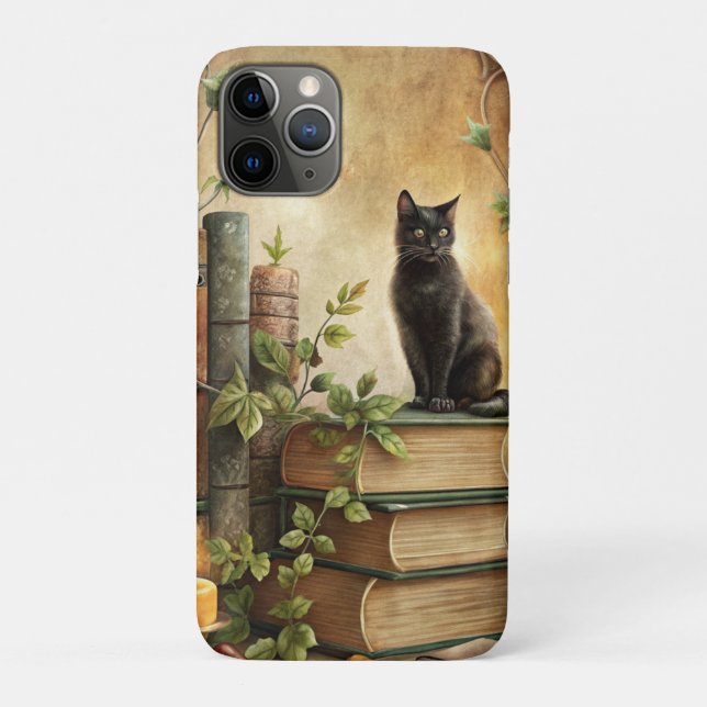 Capa Para iPhone 11 Pro Enchanted Black Cat Library (Verso)
