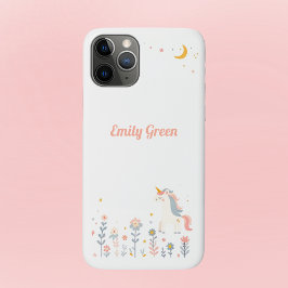 Capa Para iPhone 11 Pro Enchanted Unicorn and Floral Garden Phone Case