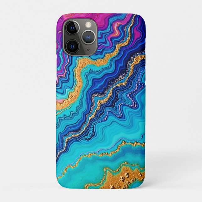 Capa Para iPhone 11 Pro Energia Mística Teal e Dourada (Verso)