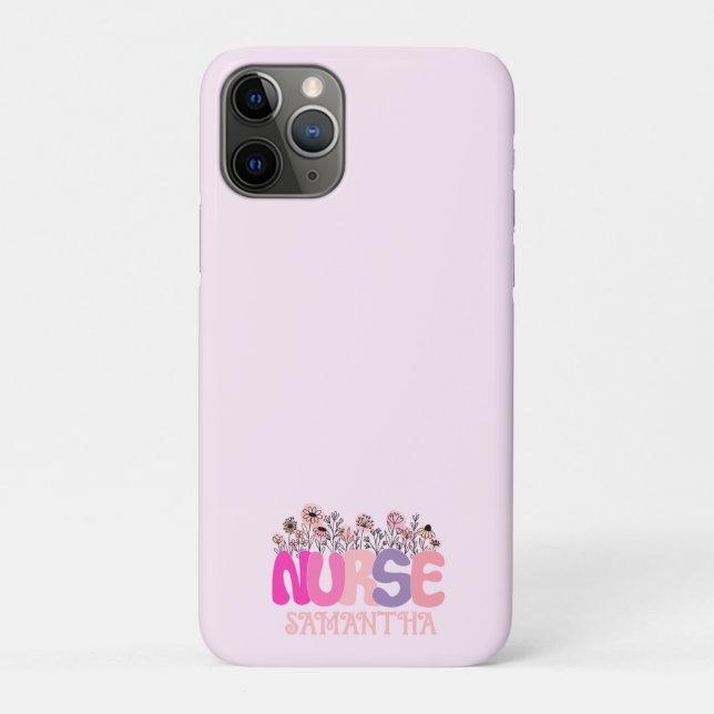 Capa Para iPhone 11 Pro Enfermeira Floral (Verso)