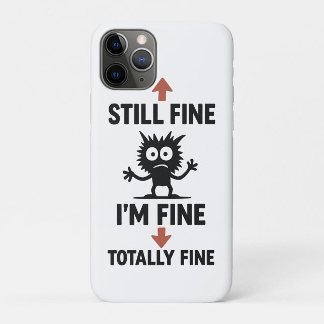 Capa Para iPhone 11 Pro Engraçado "Estou bem" Setas Cartoon T-Shirt (Verso)