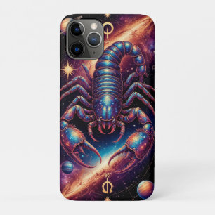 Capa Para iPhone 11 Pro Escorpião Cósmico no Espaço Galáctico Vibrante