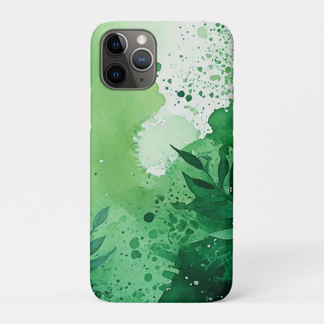 Capa Para iPhone 11 Pro Escuro Moluva verde aquosa textura desenhada manua (Verso)