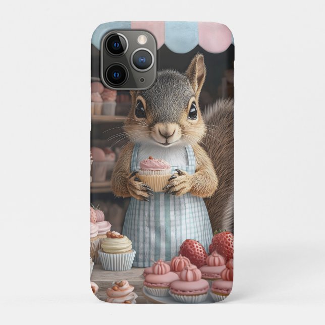 Capa Para iPhone 11 Pro Esquilo Baking com Cupcake (Verso)