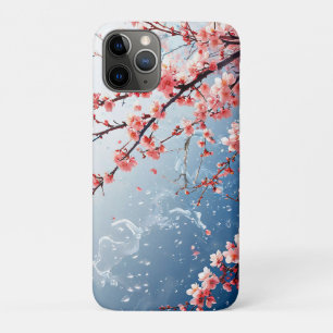 Capa Para iPhone 11 Pro Estética Floral Japonesa Flor de Primavera Rosa