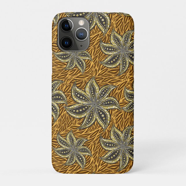 Capa Para iPhone 11 Pro Estilo de Batik Floral Abstrato africano (Verso)