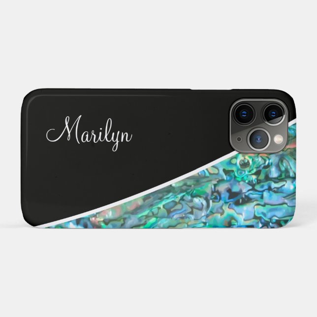Capa Para iPhone 11 Pro Estilo de Monograma de Concha de Paua Abalone Fals (Verso (horizontal))