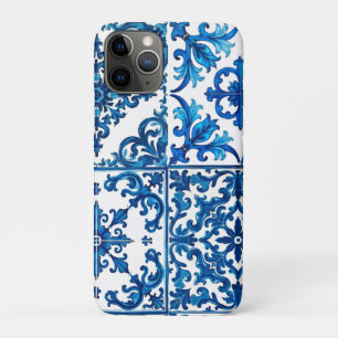 Capa Para iPhone 11 Pro estilo italiano,Mediterrâneo,mosaico,azul,