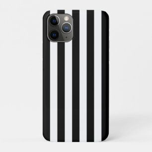 Capa Para iPhone 11 Pro Estirpes Verticais Chic em Preto e Branco com Larg