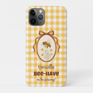 Capa Para iPhone 11 Pro Estojo de iPhone Abelha Xadrez Amarelo de Golfe co