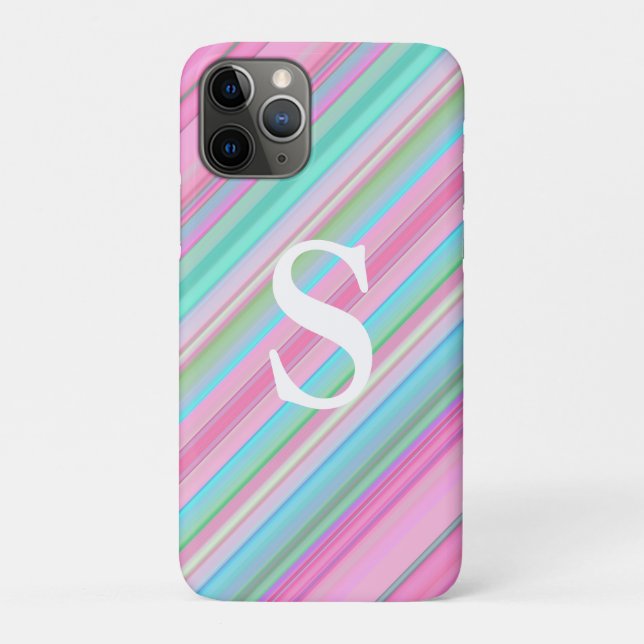 Capa Para iPhone 11 Pro Estojo de iPhone / iPad com monograma em listras p (Verso)