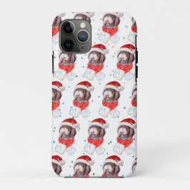 Capa Para iPhone 11 Pro Estrelas de Natal de Cachorro Newfypoo