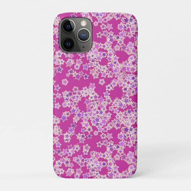 Capa Para iPhone 11 Pro Estrelas, tons de lilás contra magenta (Verso)
