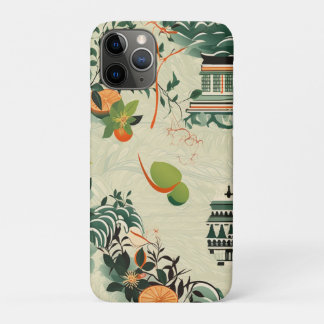Capa Para iPhone 11 Pro Ethereales Orangenmuster mit Zen-Tempeln