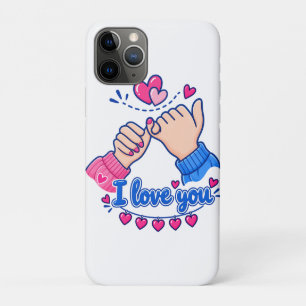 Capa Para iPhone 11 Pro Eu Amo Você Promessa Mindinho Corações Fofos