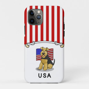 Capa Para iPhone 11 Pro EUA Flag Welsh Terrier Dog - Cute