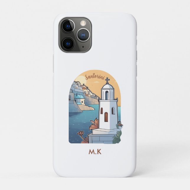 Capa Para iPhone 11 Pro Explorando Santorini, Grécia (Verso)