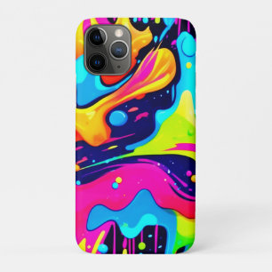 Capa Para iPhone 11 Pro Explosão de Cor Líquida Caos Neon