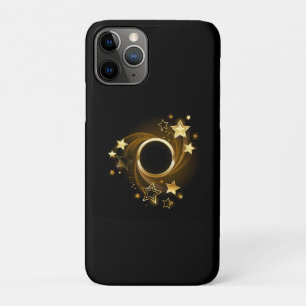 Capa Para iPhone 11 Pro Faixa redonda com estrelas Douradas em preto