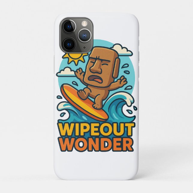 Capa Para iPhone 11 Pro Falha no Surf Wipeout Moai Chibi (Verso)