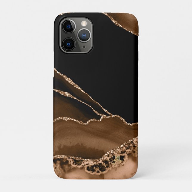 Capa Para iPhone 11 Pro Falsa Pedra Preciosa de Ágata Marmorizada Deserto  (Verso)