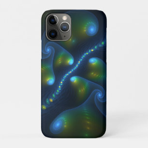 Capa Para iPhone 11 Pro Fantasy Luzes Abstrato Azul Verde Amarelo Fractal