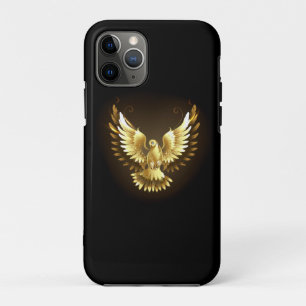 Capa Para iPhone 11 Pro Faux Gold Foil Peace Dove em Preto