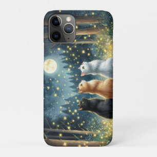 Capa Para iPhone 11 Pro Feline Friends e o Luar