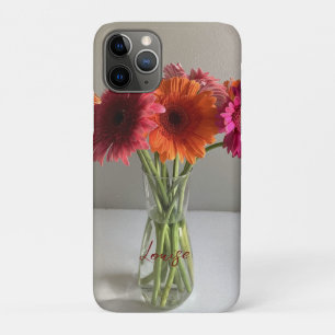 Capa Para iPhone 11 Pro Feliz Gerbera Colorida Flor +Nome Personalizado