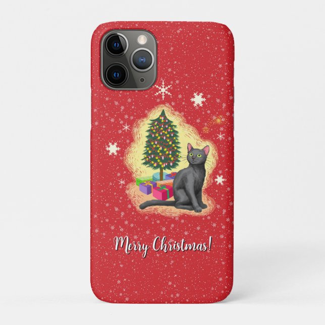 Capa Para iPhone 11 Pro Feliz Natal Cat (Verso)
