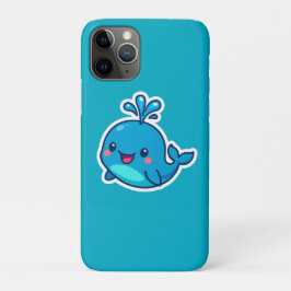 Capa Para iPhone 11 Pro Feliz Vinheta de Baleia Kawaii - Amigo do Oceano B