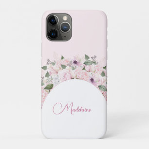 Capa Para iPhone 11 Pro Feminina Elegante Rosa Floral Moderna