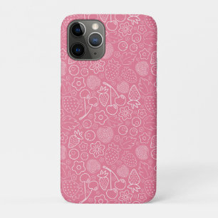 Capa Para iPhone 11 Pro Feminino Rosa Morango Cereja Moderno.