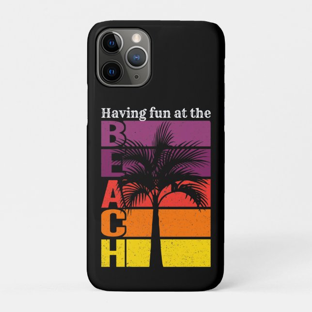 Capa Para iPhone 11 Pro Férias de verão se divertindo no Retro Praia (Verso)