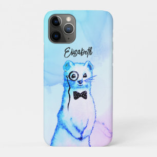 Capa Para iPhone 11 Pro Ferret Bonito Aquarela Funny Animal Name