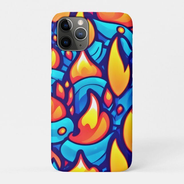 Capa Para iPhone 11 Pro Fiery Waves Abstrato Art (Verso)