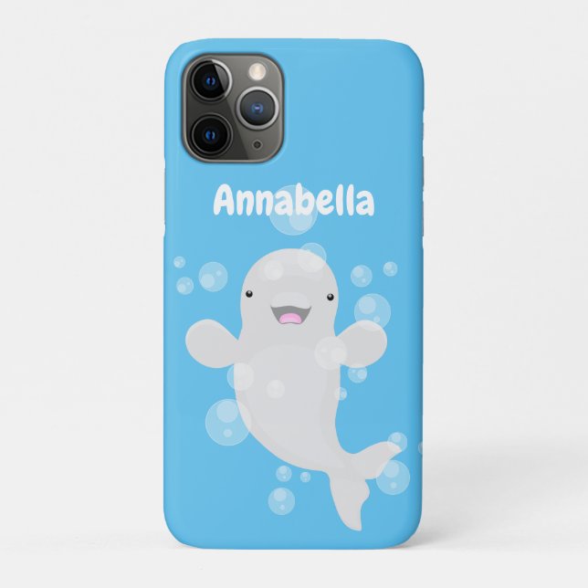 Capa Para iPhone 11 Pro Figura de desenho animado de bolhas de baleia belu (Verso)