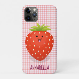 Capa Para iPhone 11 Pro Figura de desenho animado de morango kawaii