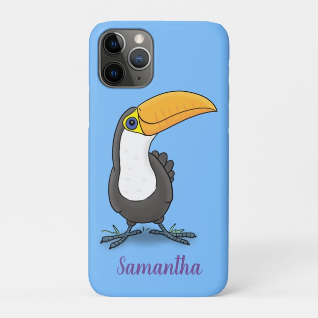 Capa Para iPhone 11 Pro Figura de desenho animado de tucano feliz e bonito (Verso)